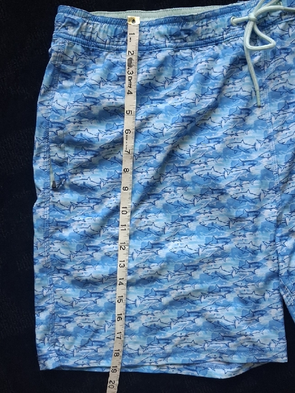 Johnston & Murphy Blue Shark-Pattern Swim Trunks - Picture 6 of 9